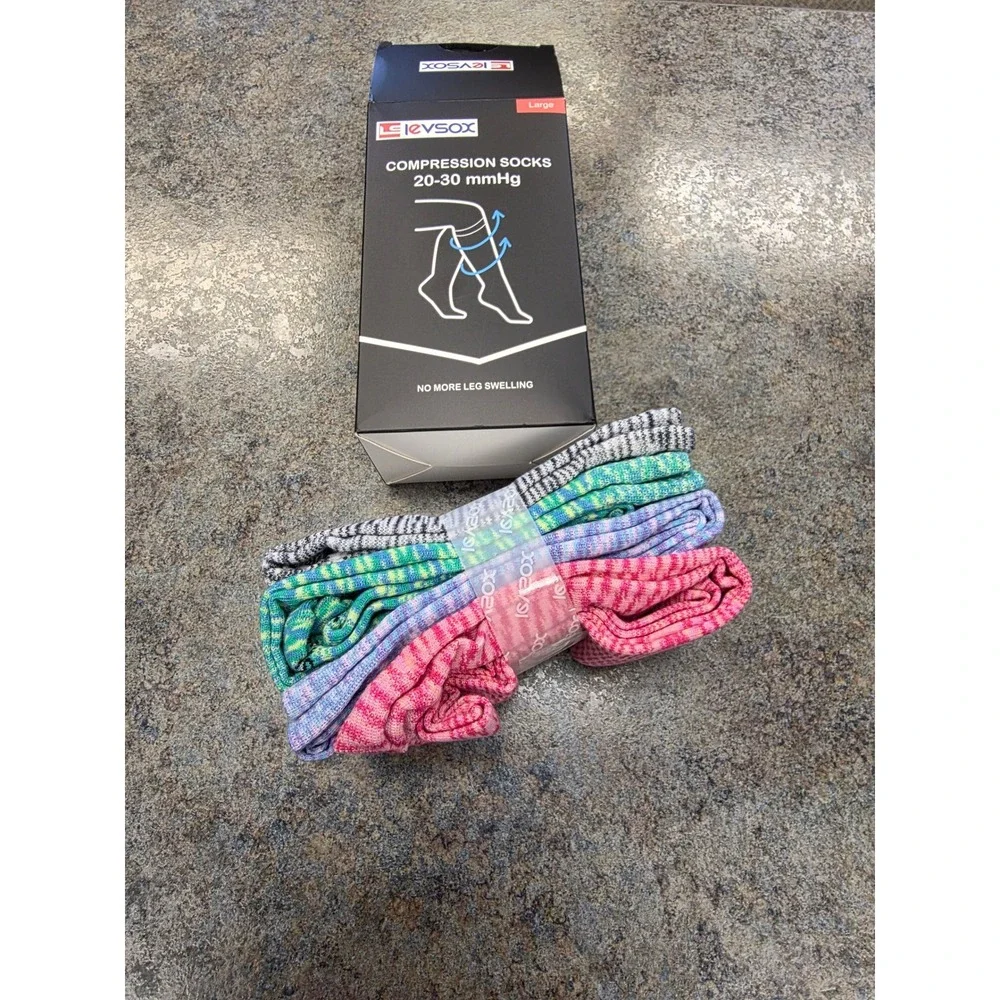 Levsox Compression Socks 20-30 mmHg Large Knee High Medical Grade Unisex NEW